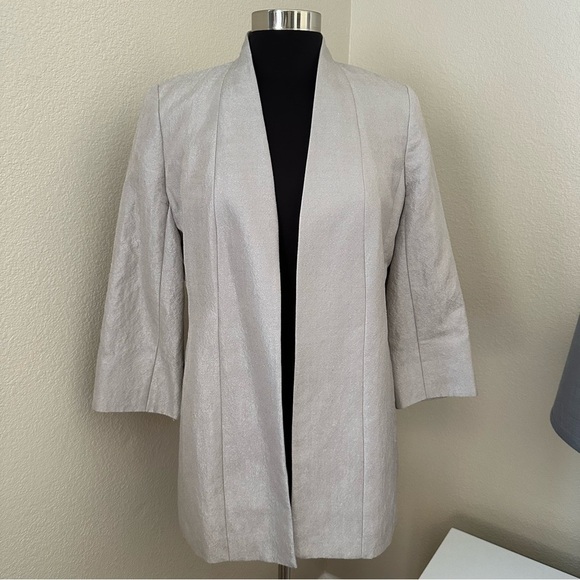 Eileen Fisher Mirage Jacquard Silk Blend 3/4 Sleeves Open Blazer Jacket Size M/P - Picture 1 of 13